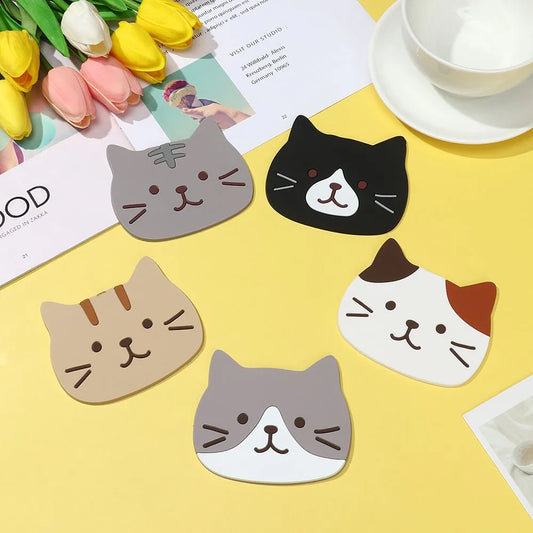 Posavasos de silicona antideslizante en forma de gato